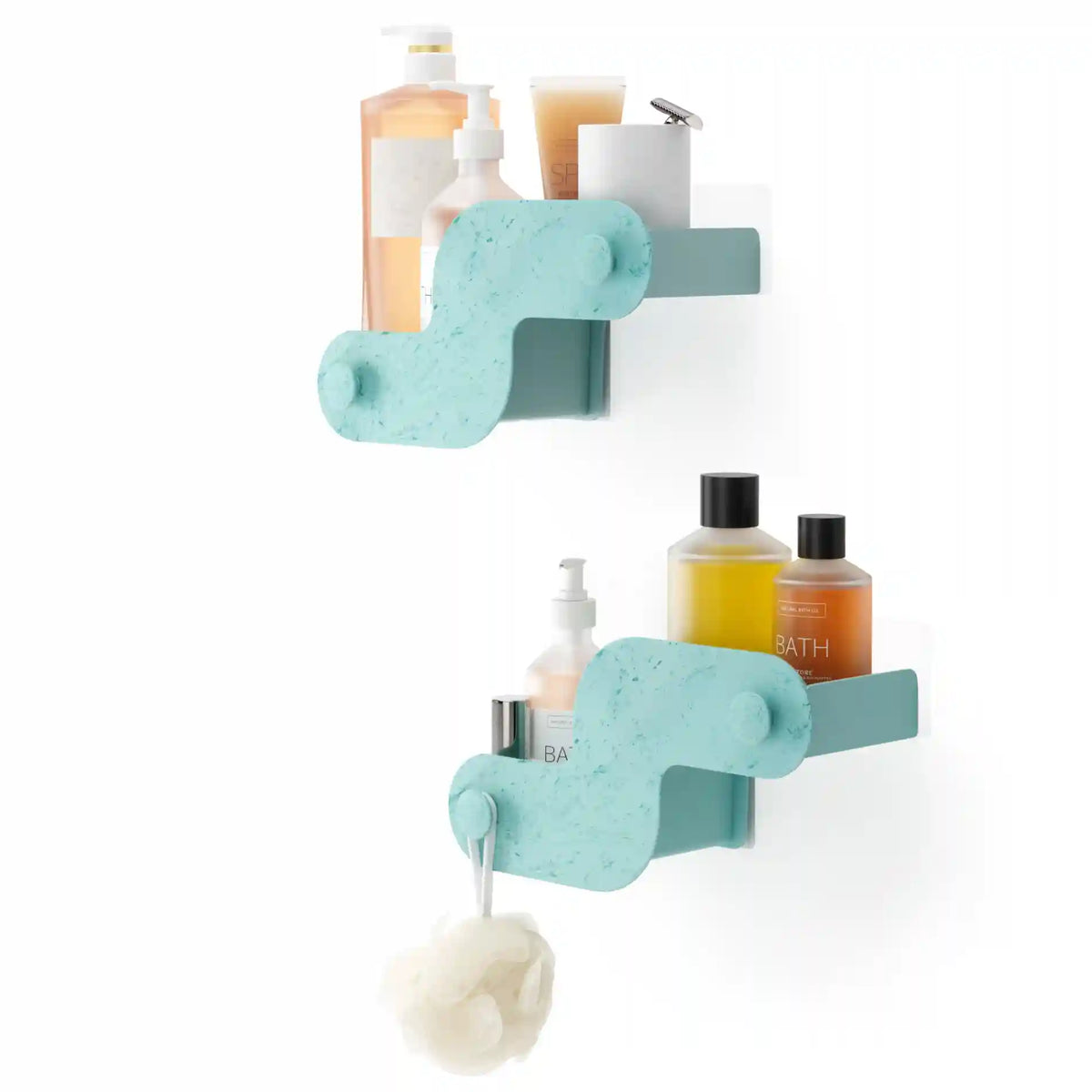 Nami Adhesive Shower Bins Ocean Materials Set of 2